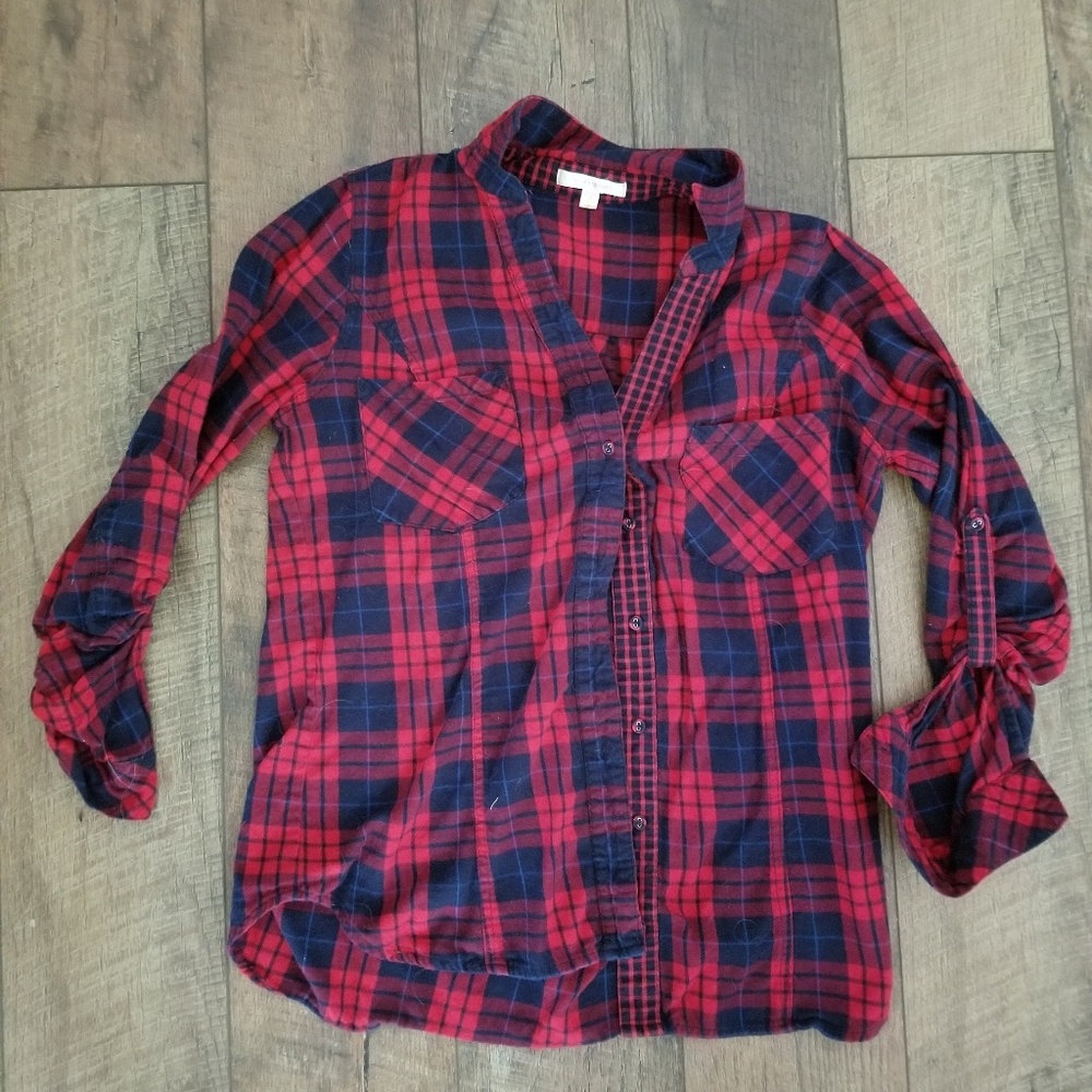 Skies Are Blue plaid flannel, size S, VGUC